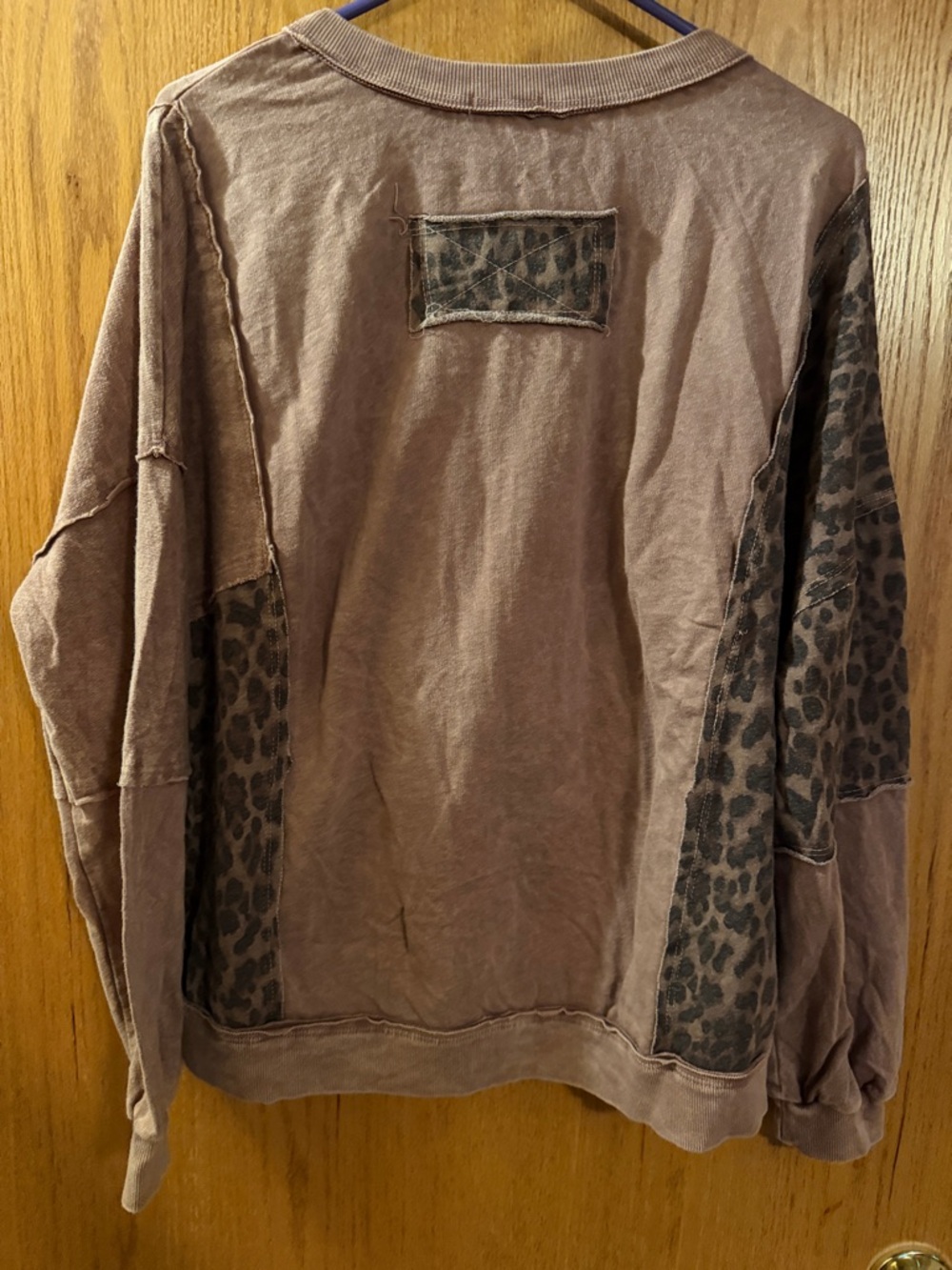 J.Her Women's Brown Bomber Jacket with Leopard Accent Panels - Picture 5 of 6
